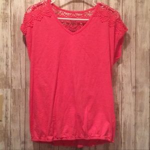 Sonoma pink crochet medium top